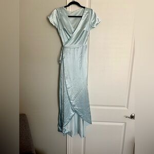 Satin maxi bridesmaid dress